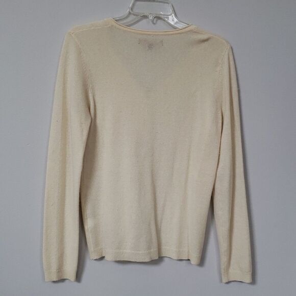 Alex Marie Cashmere Cream 3 Button V-Neck Women's Medium Sweater Old Money - Picture 3 of 5